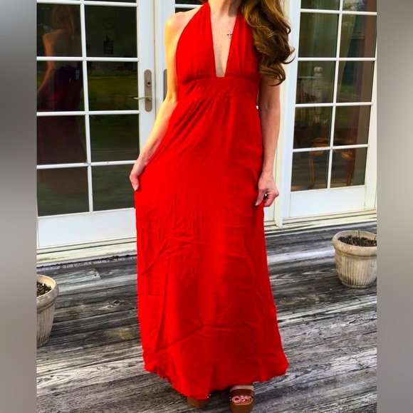 Forever 21 Halter Maxi Crepe Dress (Rust Red) - Picture 1 of 4
